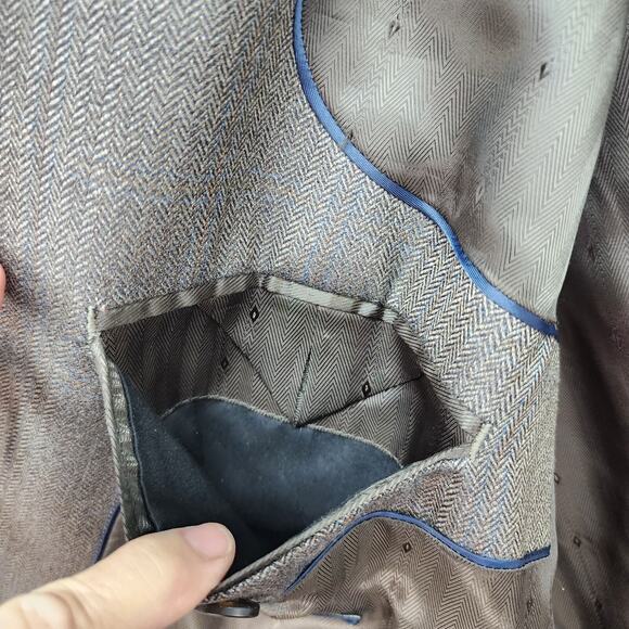 Joseph & Feiss Sport Coat Mens 42R Brown Herringbone Wool 2 Button Blazer Jacket - Picture 6 of 14